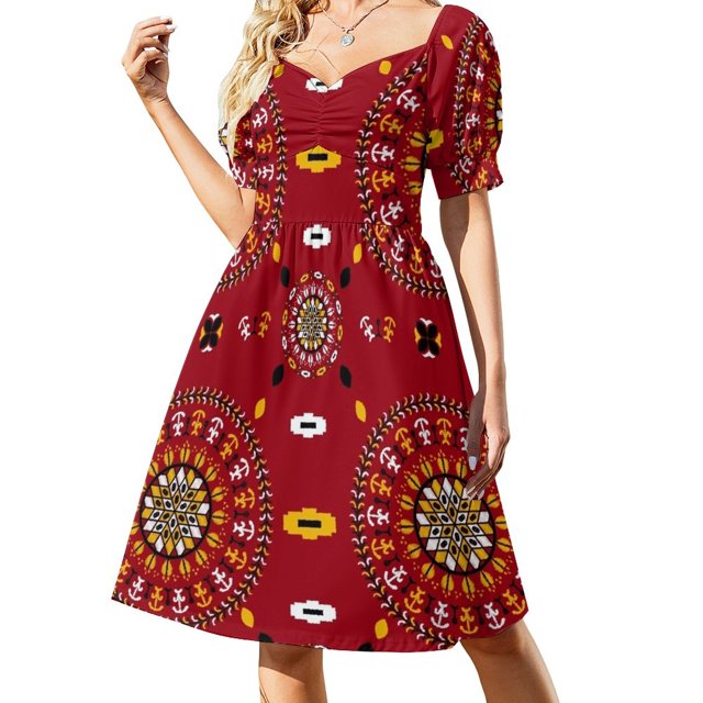 Robe Sans Manches à Motif Brodé Turc Traditionnel Robe de Soirée pour Femme Robe d'Été de Plage Robe Courte sexy Audacieuse