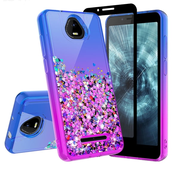 Compatible for Schok Volt SV55 Case Liquid Quicksand Glitter Phone Case Cover Full Body Coverage Protection for Girls Women - Purple/Blue