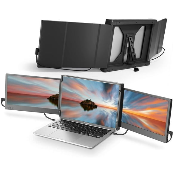 Teamgee Portable Monitor for Laptop, 12” Full HD IPS Display, Dual Triple Monitor Screen Extender, HDMI/USB-A/Type-C Plug and Play for Windows, Chrome & M