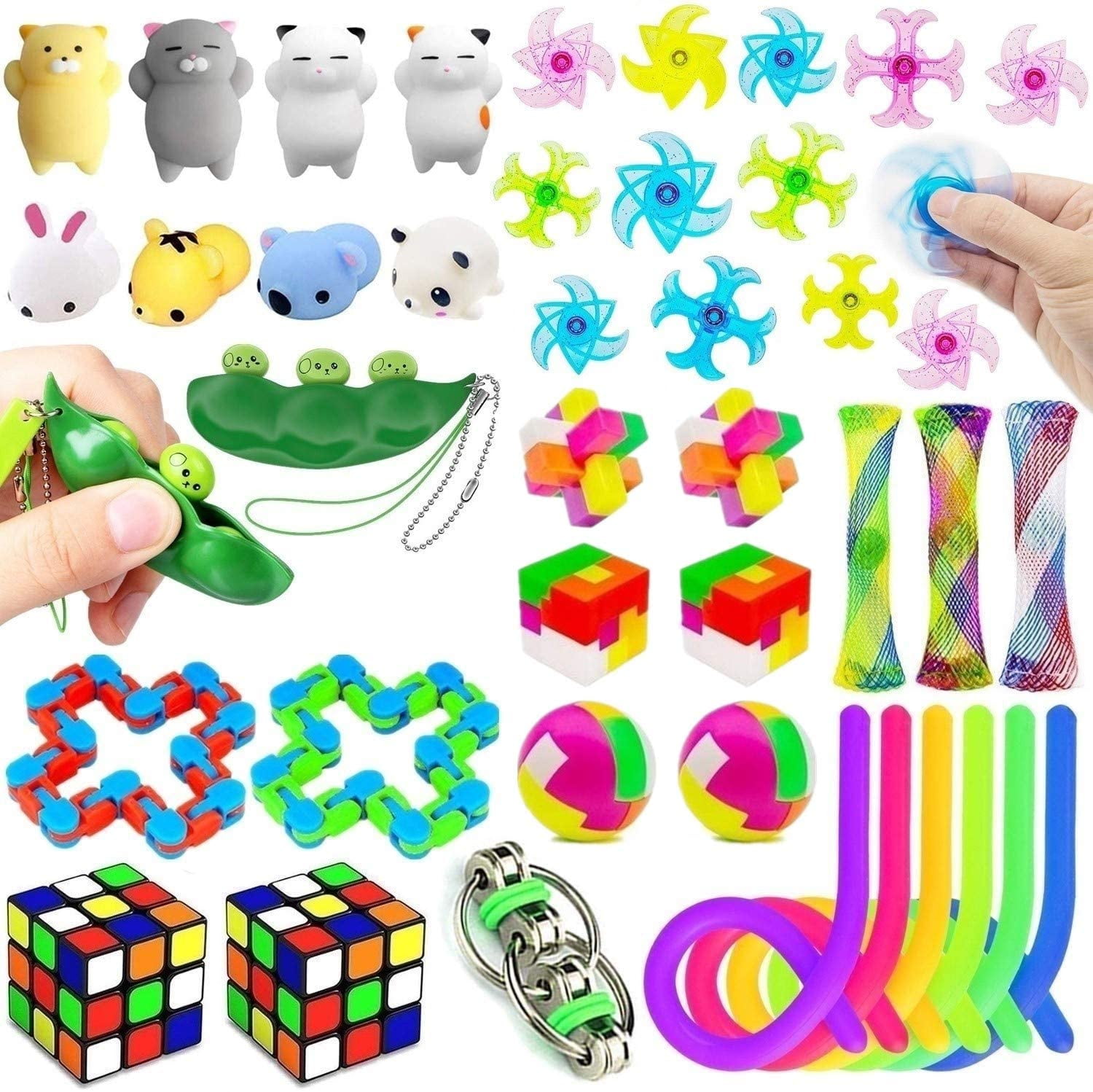 Mini Magic Cube Wacky Tracks Toy For Birthday Party,Classroom Rewards,Carnival Prizes Party Assortment Bundle Goodie Bag Fillers Mochi Squishies Party Favor Pinata Toy For Kids Stretchy String 