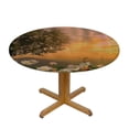 thumbnail image 3 of Orinice Flowers Tree Sunset Round Table Cover Stain Resistant Washable Indoor Outdoor Tablecloth Kitchen Dining Wedding Parties 100% Polyester Fiber 46-50, 3 of 8