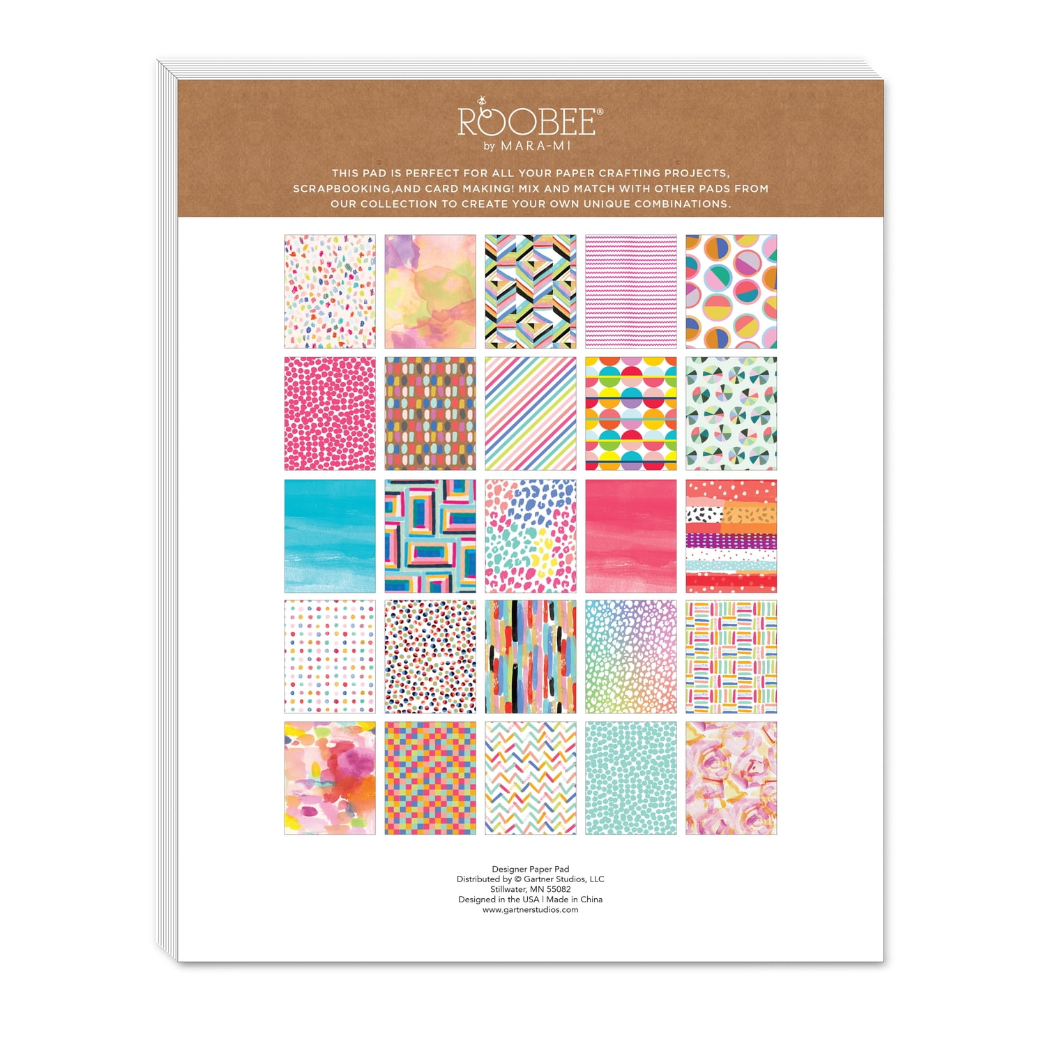 Roobee by Mara Mi Bold Multicolor Glitter Scrapbook Paper, 50 Sheets, 25 Designs