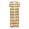 thumbnail image 4 of Dasayo Fall Night Gowns for Women Long Zip up Sleep Dresses Striped Side Split Sleepwear Women Sleepwear XXL, 4 of 7