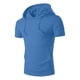 thumbnail image 1 of Blusa de manga corta con capucha para hombre, color liso, para gimnasio, fitness, 1 of 6