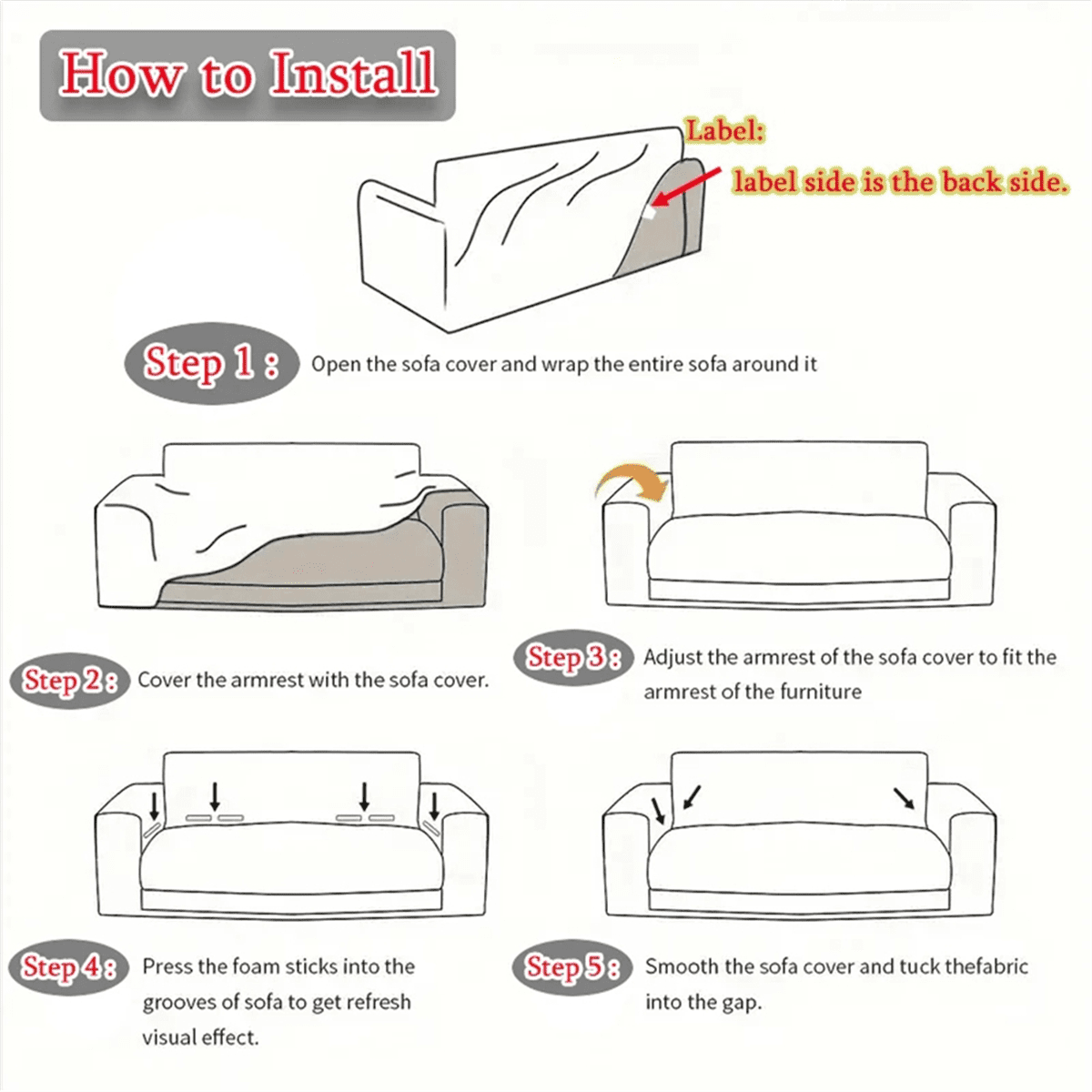 Sofa Cover for Corner Sofa L-Shaped Sectional Sofa Elastic Gray Pet Friendly Slipcover for Armrest,4 Seater