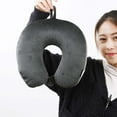 thumbnail image 4 of KQJQS U-Shaped Foam Pillow - Portable Travel Neck Pillow, Comfortable Office Nap Pillow, Black, with Snap Buckle and Lanyard, 4 of 7