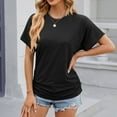 thumbnail image 6 of YUHAOTIN Womens Workout Tops Loose Fit Long Sleeveless 2024 Spring/Summer New Solid Round Neck Loose Short Sleeved T Shirt Top for Women Womens Tunic Tops with Pockets, 6 of 6