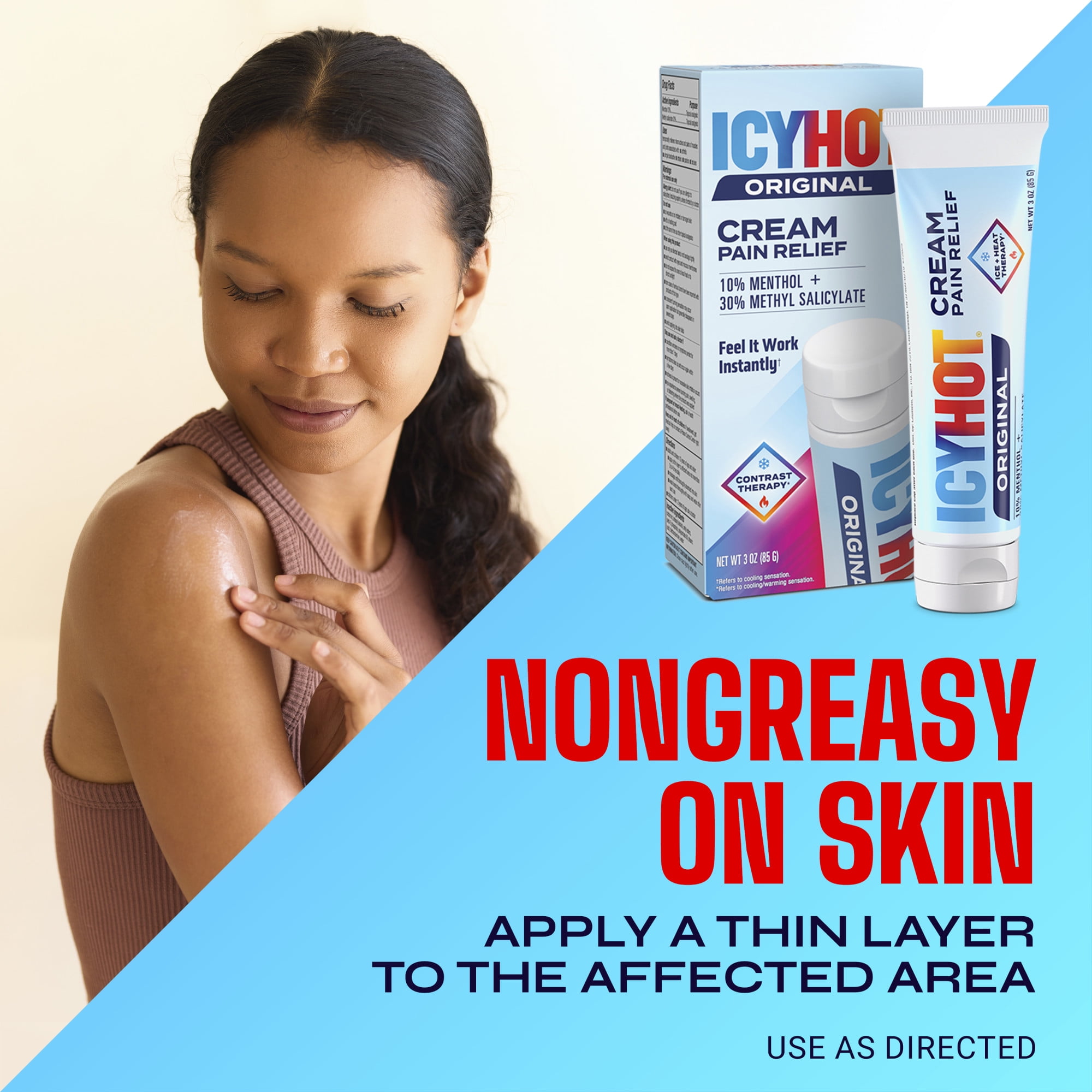 (4 pack) Icy Hot Original Pain Relief Cream, Fast-Acting Pain Relief With Menthol 10% and Methyl Salicylate 30%, Ice and Heat Contrast Therapy for Backaches, Joints, Muscle Strains and Arthritis, 3 oz