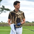 thumbnail image 3 of Picia Ancient Skull Cave Landscape Print Men's Polo Shirt, Two-Button Closure Pique Polo Shirt, Summer Fashion Golf Shirt-Medium, 3 of 6