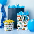 thumbnail image 4 of Medium OB Construction Gift Bag -  Birthday Kids Boys Multicolor Vehicle Pattern 12.75"x10"x5", 4 of 5