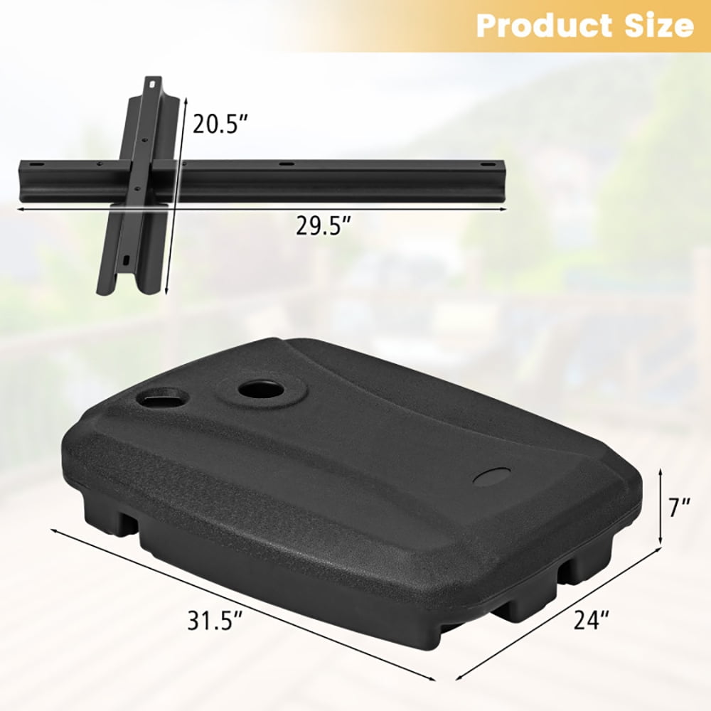 Aimee Lii Fillable Universal Offset Umbrella Base with Cross Base and Wheels, Umbrella Stand Outdoor Base, Black Aimee Lii Fillable Universal Offset Umbrella Base with Cross Base and Wheels, Umbrella Stand Outdoor Base, Black