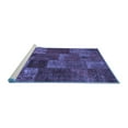 thumbnail image 2 of Ahgly Company Machine Washable Indoor Square Patchwork Blue Transitional Area Rugs, 6' Square, 2 of 4