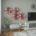 thumbnail image 2 of Ada Home Decor Furniture 59" 3 Tier Burgundy Warren Modern Wall Shelf, 2 of 7