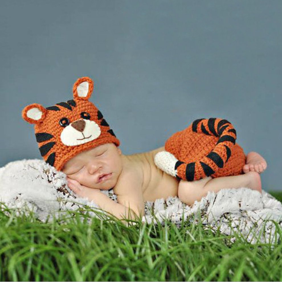 Props Tiger Design Crochet Pants Hat 