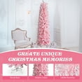 thumbnail image 4 of 7.5ft Snow Flocked Hinged Christmas Tree, Artificial Pencil Christmas Tree with 641 Branch Tips and Sturdy Stand, Xmas Trees for Indoor Outdoor Home Holiday Decoration, Pink, 4 of 10
