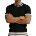 thumbnail image 2 of Ringer Tee Men Summer Fashion Ribbed Knit Crew Neck Short Sleeve Mens T-Shirts Casual Tops, 2 of 8