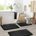 thumbnail image 7 of Clara Clark Memory Foam Bath Mat Ultra Soft Non Slip and Absorbent Bathroom Rug, Set of 3 - Small/Large/Contour, Black, 3 Count, 7 of 7