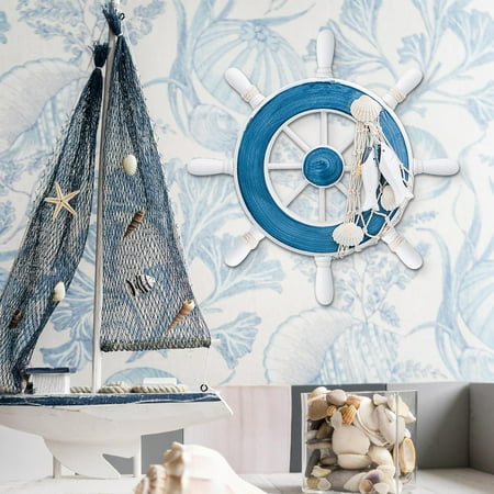 

WOXINDA Mediterranean Style Wooden Pendant Retro Old Ship Helmsman Steering Wheel Home Background Wall Decoration Pendant 1PC