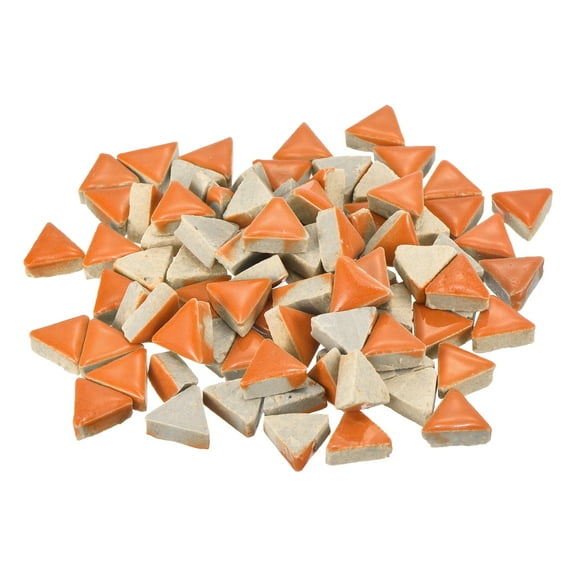 200g Ceramic Mosaic Tiles for Crafts Bulk, Triangle Orange Ceramic Tiles for Mosaic Kits