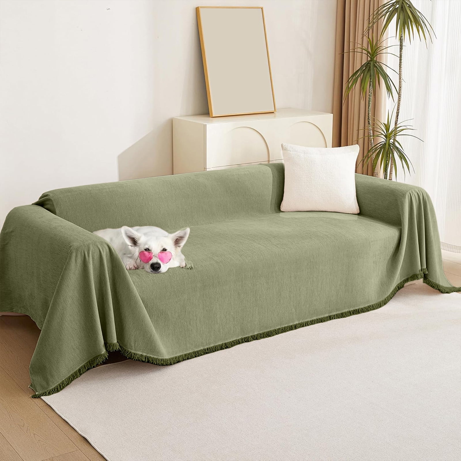 Lunxisen 2 Pcs Couch Cover Sheet Blanket, Oversized Reversible Couch Covers, Extra Large Furniture Decoration Cover Sofa Slipcovers, Sectional Protector for Cats Dogs(150*90cm)