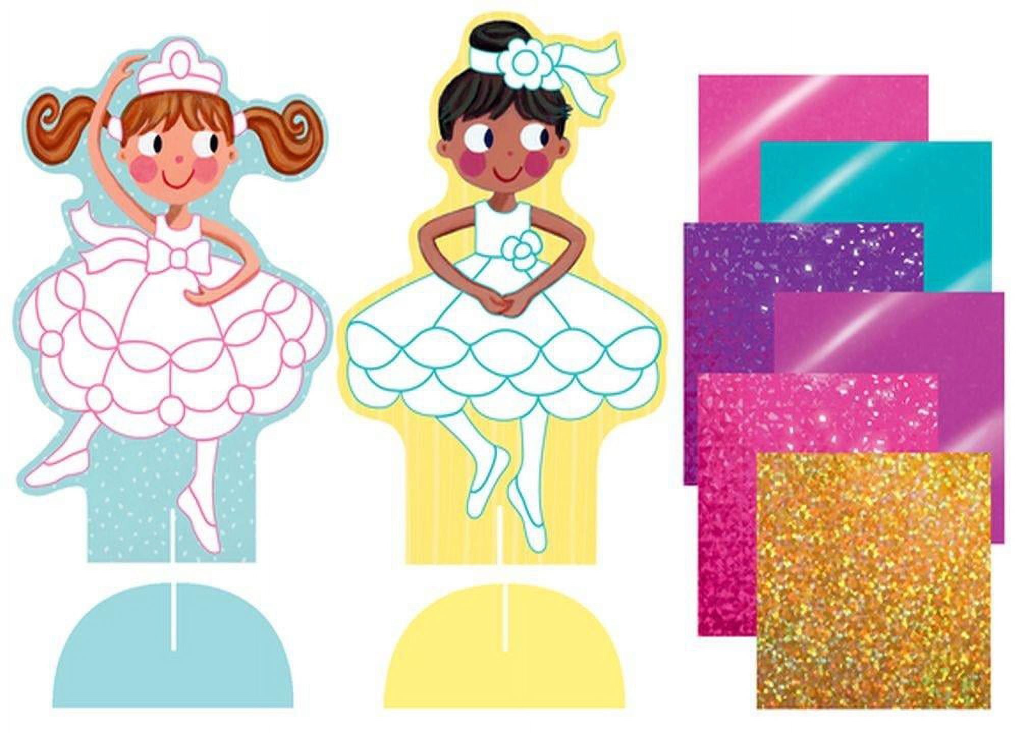 Peaceable Kingdom Sticker Crafts Ballerina Stand-Up Dolls Foil Art Kit for  Kids 