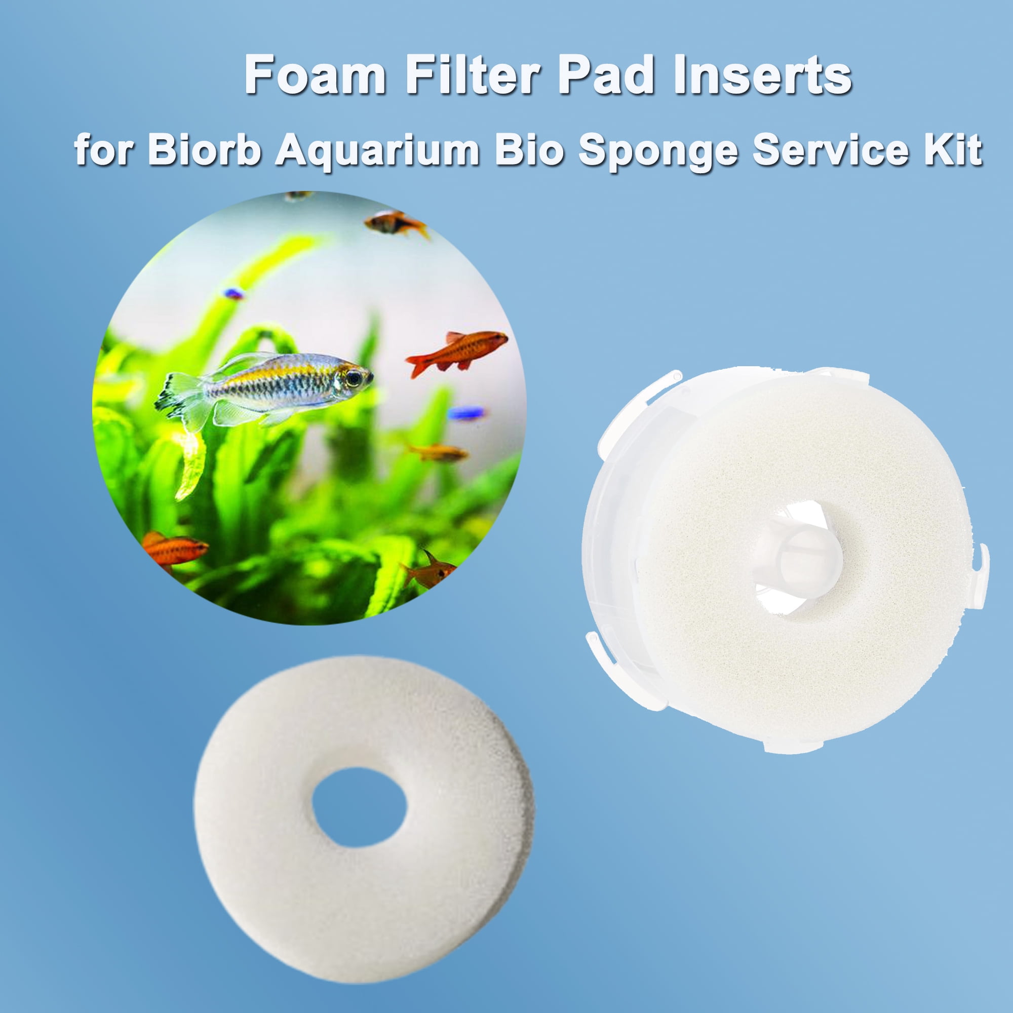 Qzbhct 16 Pcs Round Foam Filter Pads for Biorb Aquarium Bio Sponge Replacement Service Kit