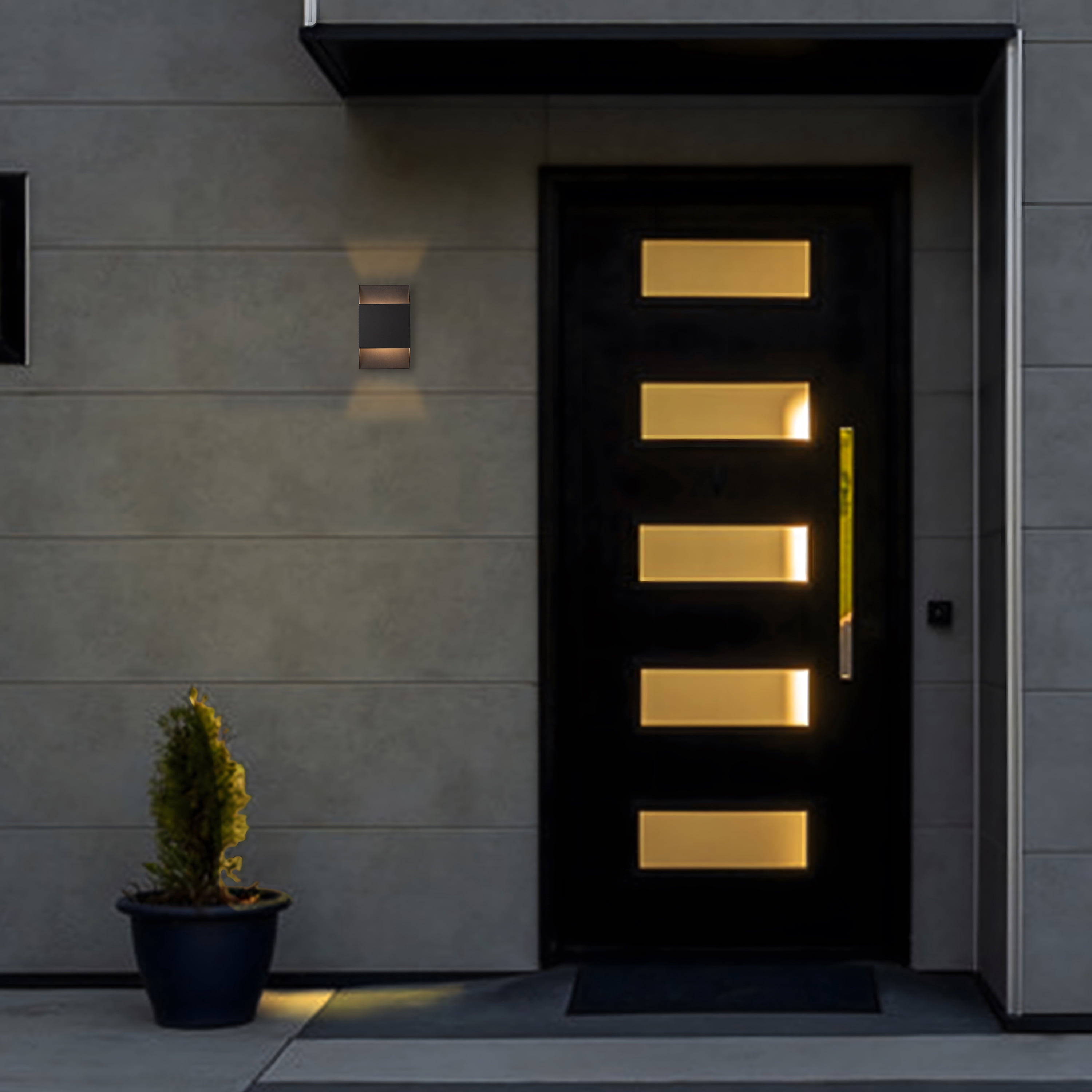 C Cattleya 2-Light Matte Black Aluminum LED Outdoor Wall Lights(2-Pack)