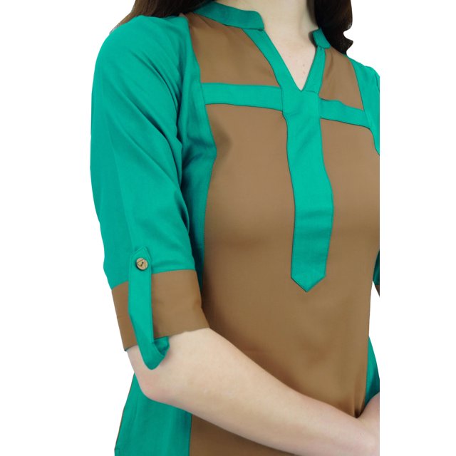 Phagun Kurta Kurti à Manches 3/4 en Rayonne pour Femmes, Tunique Décontractée d'Été