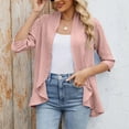 thumbnail image 6 of idosla Women Cardigan 3/4 Sleeves Open Front Lightweight Soft Netted Knit Draped Ruffles Cardigan Kimono Cover Ups (Pink, XL), 6 of 9