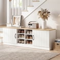 thumbnail image 4 of Costway Banc à Chaussures à 2 Portes avec Tablettes Ajustables et 6 Compartiments, Espace de Rangement Caché Naturel+blanc, 4 of 10