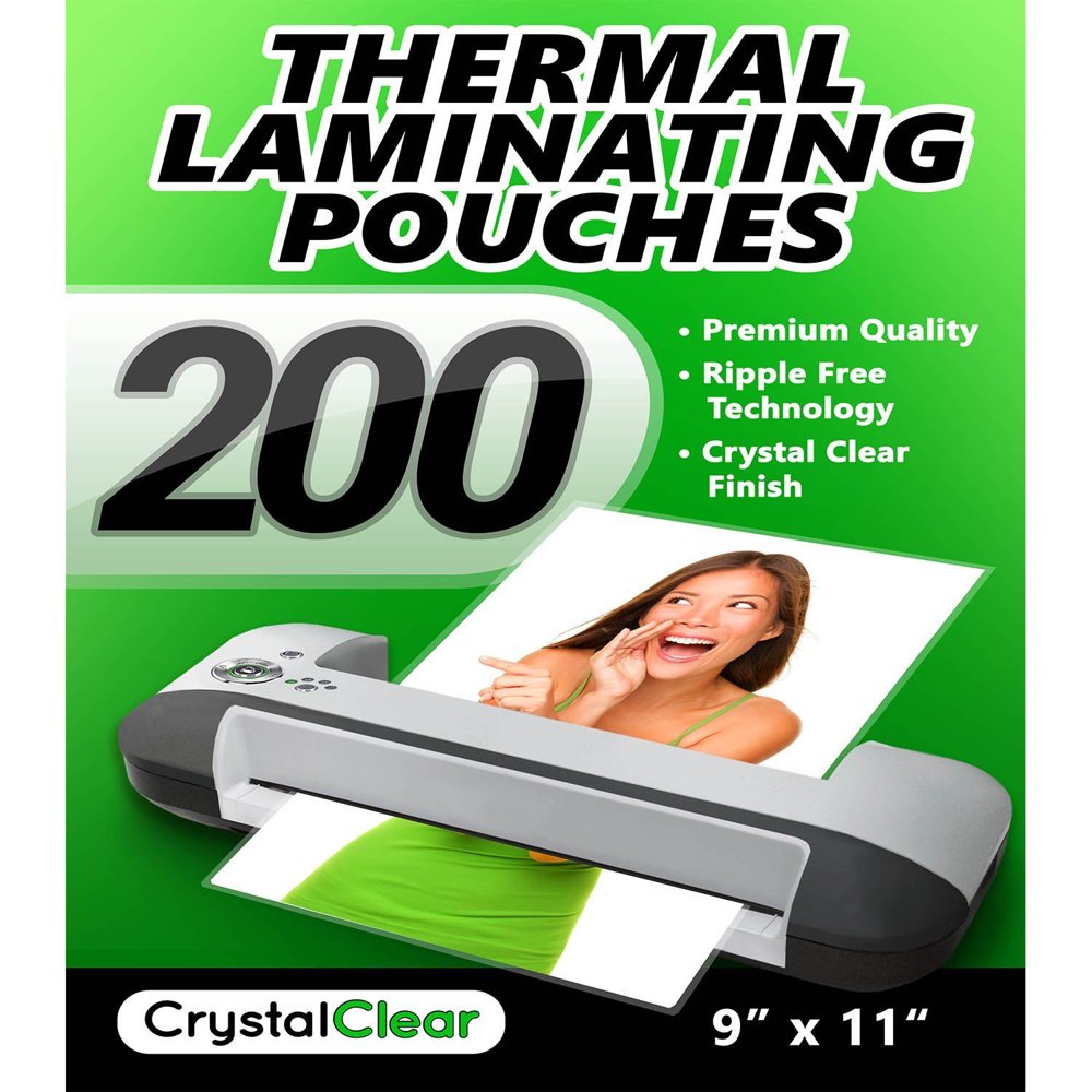 Crystal Clear Thermal Laminating Pouches Pack of 200 Sheets (9″ x 11.5”) 3mil