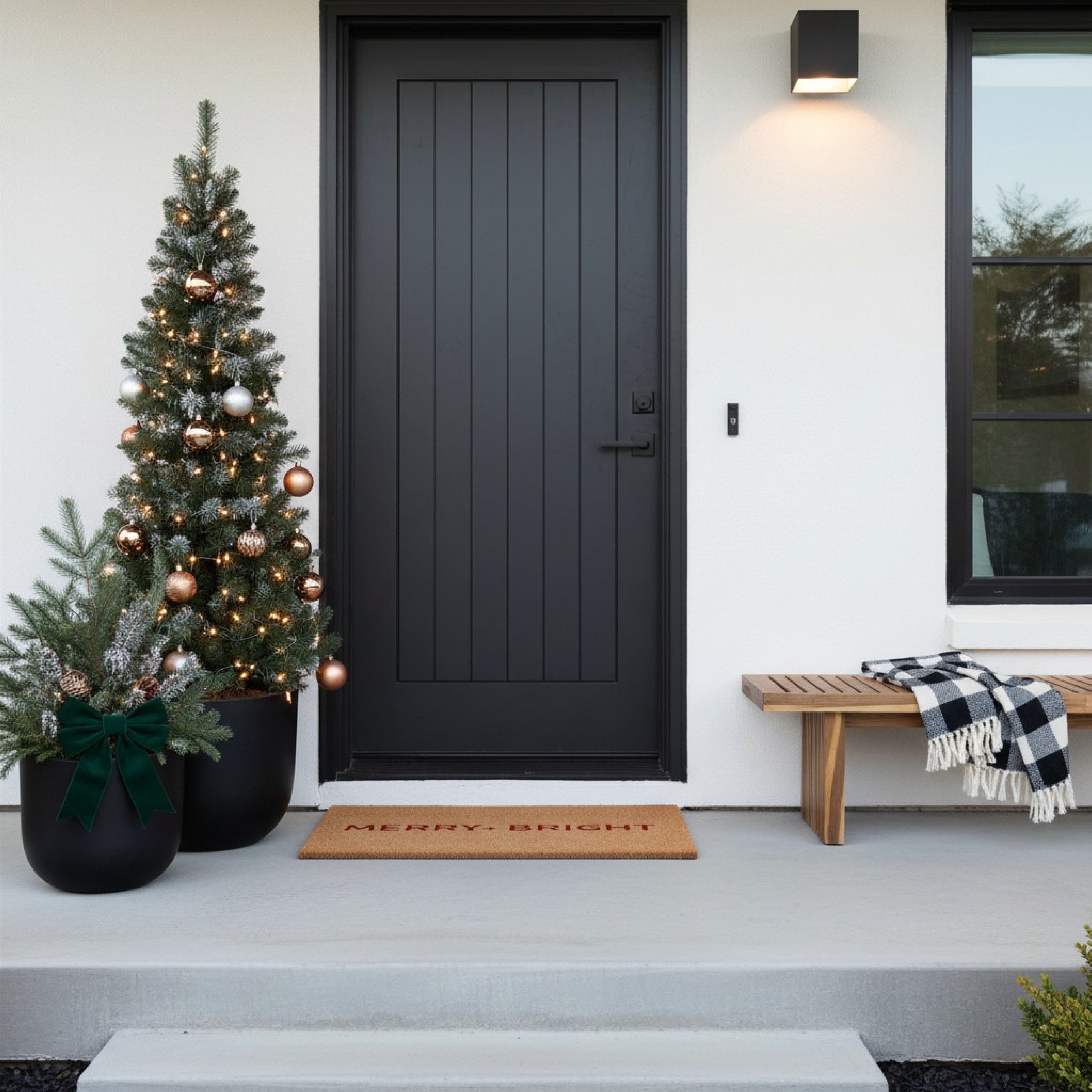 Red Ultra Modern Merry & Bright Doormat 17" x 29"