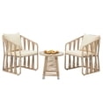 thumbnail image 2 of AVAWING Patio Rattan Bistro Set of 3, Outdoor Wicker Furniture Chairs with Table & Cushions, Yellow, 2 of 8