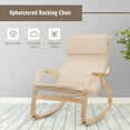 thumbnail image 5 of Costway Modern Bentwood Rocking Chair Fabric Upholstered Relax Rocker Lounge Chair Beige, 5 of 11