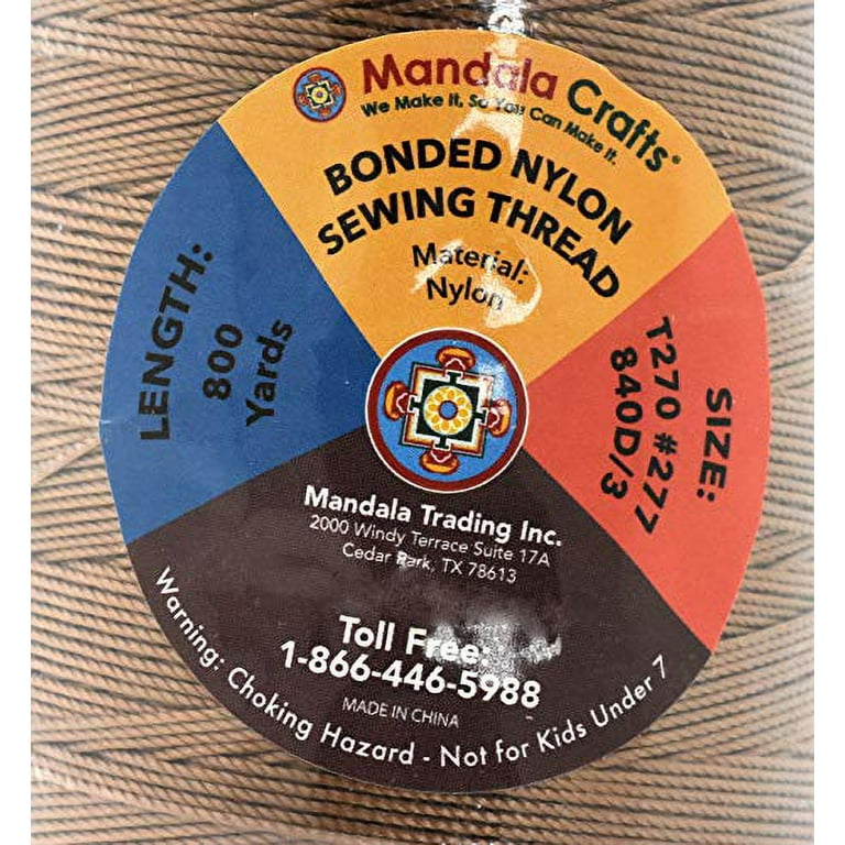 Mandala Crafts Bonded Nylon Thread for Sewing Leather, Upholstery, Jeans  and Weaving Hair; Heavy-Duty (T210 #207 630D/3, White) 