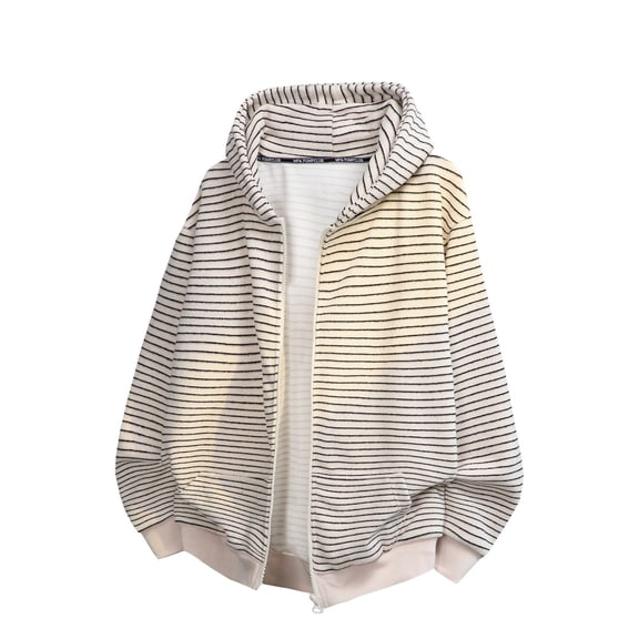 CONZONE Men's Hoodies Long Sleeve Pullover Hoodie for Men Zip Up Striped Fall Streetwear Hooded Sweatshirts With Pocket