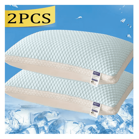 Tofu Pillow Cooling Gel Memory Foam - Breathable Bed Pillow for Sleep, Side & Back Sleepers - Adjustable Loft, Washable Cover - Queen Size (2 Pack)