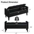 thumbnail image 6 of Velvet Storage Bench, Upholstered Bed Bench with Storage, End of Bed Ottoman with Wooden Legs,Bedside Storage Bench for Bedroom, Living Room, or Entryway, Black, 6 of 9