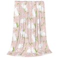 thumbnail image 2 of Honeii Cute Rabbit Print Fleece Blanket - Throw Blanket for Bed, Sofa, Couch, Camping, and Travel , Microplush Ultra Soft Warm Blanket-50"x40", 2 of 7