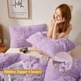 thumbnail image 3 of XeGe 2 Pack Soft Fluffy Faux Fur Pillow Cases, Plush Fuzzy Pillow Shams Pillowcases, Shaggy Furry Velvet Decorative Long Pillow Covers for Bed Sofa Couch, Zipper Closure, Standard Size, Lavender, 3 of 6