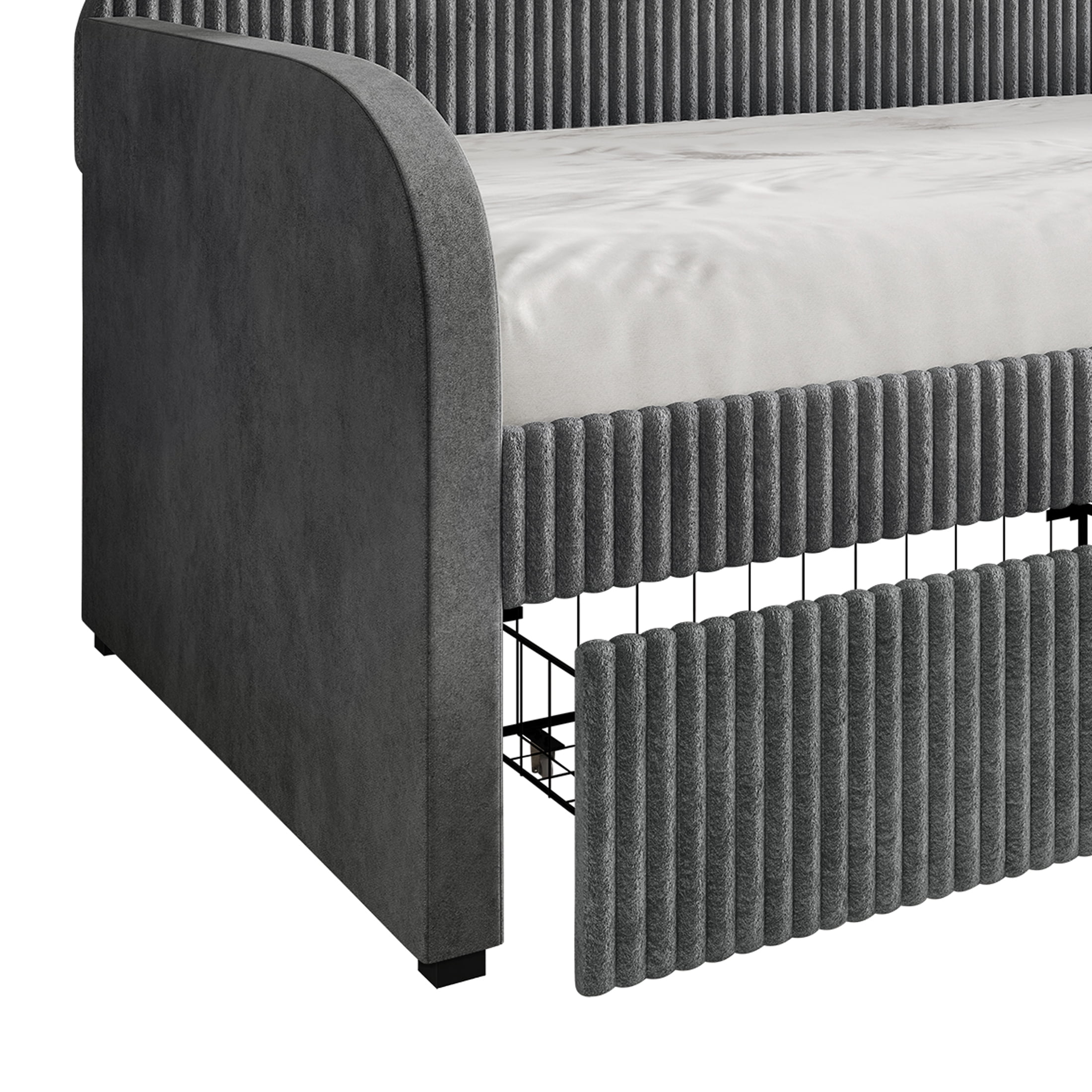 Castle Place Corduroy Luxe Twin Daybed with 2 Storage Drawers, Grey