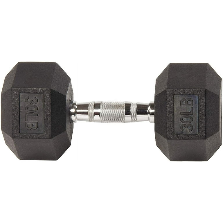 BalanceFrom Rubber Hex Dumbbells 30 lbs Pair Black
