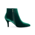 thumbnail image 3 of BLISSFUL STEP Women's Velvet Pointed Toe Stiletto Heel Ankle Boots Green 9, 3 of 7