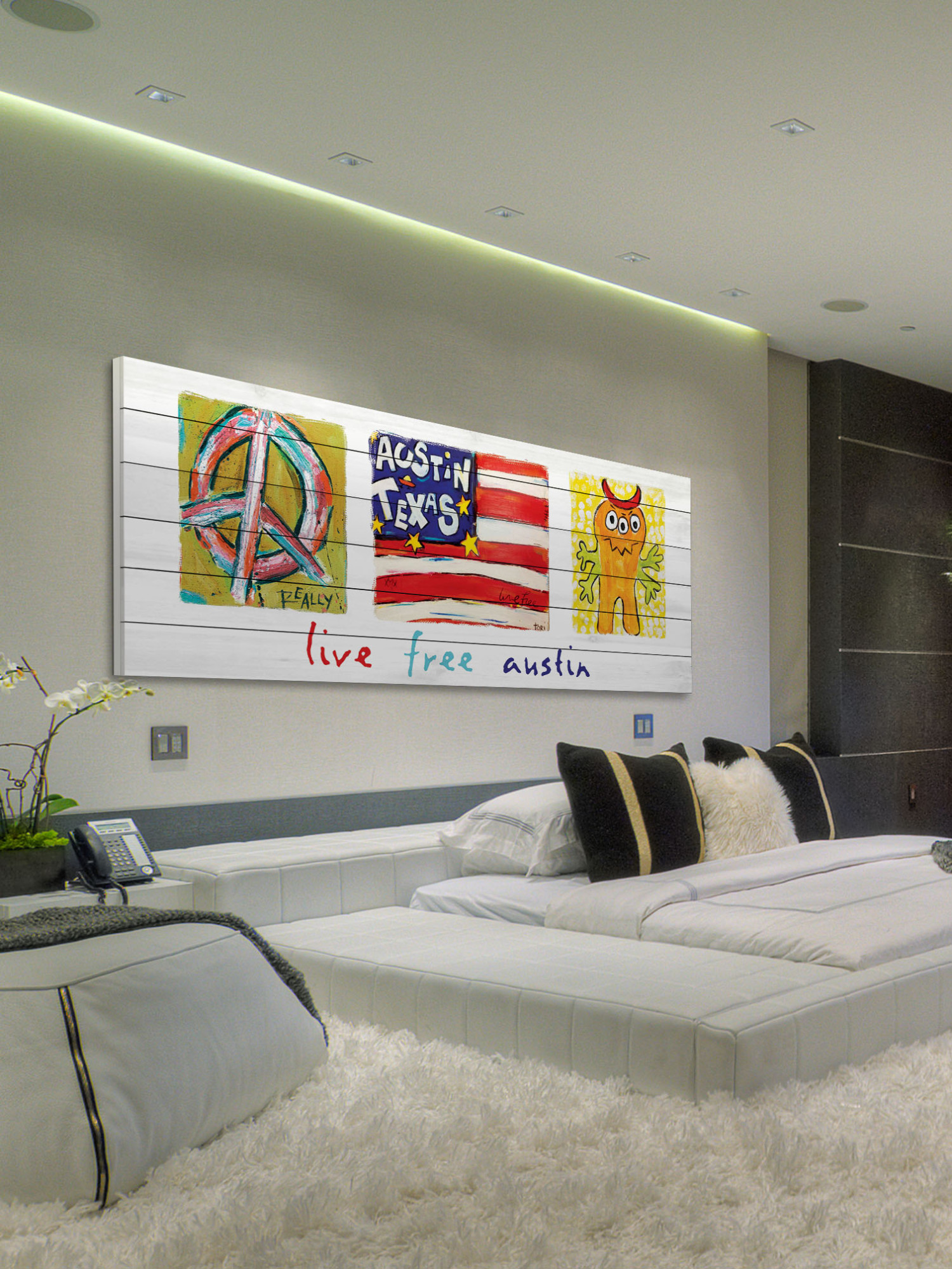 Marmont Hill "Live Free Austin" by Tori Campisi Painting Print on White Pine Wood