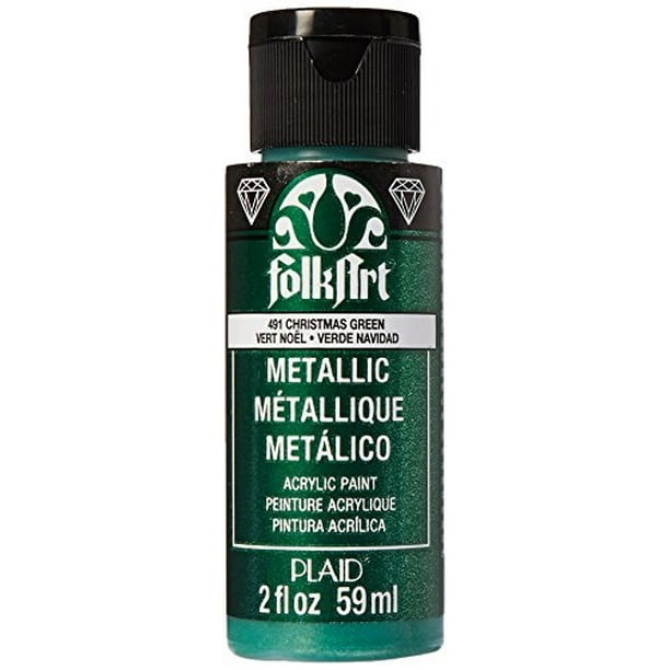 FolkArt 491E Metallic Acrylic Craft Paint, Metallic Finish, Christmas Green, 2 fl oz Walmart