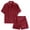 Red, variant on eczipvz Girls Boys Pajamas Satin Pajama Set Silk Pjs Short Sleeve Sleepwear Kids Button-Down Nightwear Red M