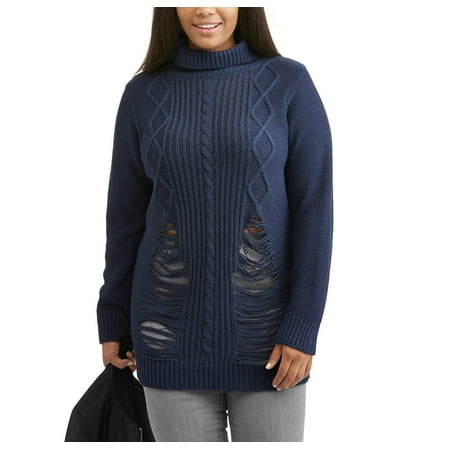 Junior Plus Destructed Cable Sweater