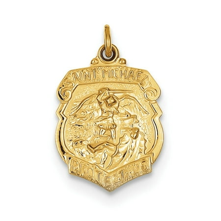 - 24k Gold Plated 925 Sterling Silver Saint Michael Badge Medal Pendant Charm Necklace Religious Patron St Gifts For Women For Her