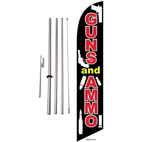 Guns and Ammo for Sale Feather Banner Swooper Flag Kit, Includes Pole Kit and Ground Spike