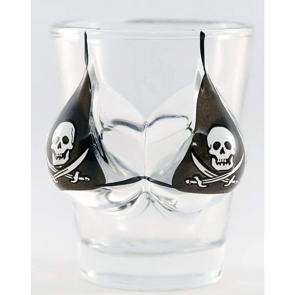 Pirate Flag Bikini Bust 3D shot glass